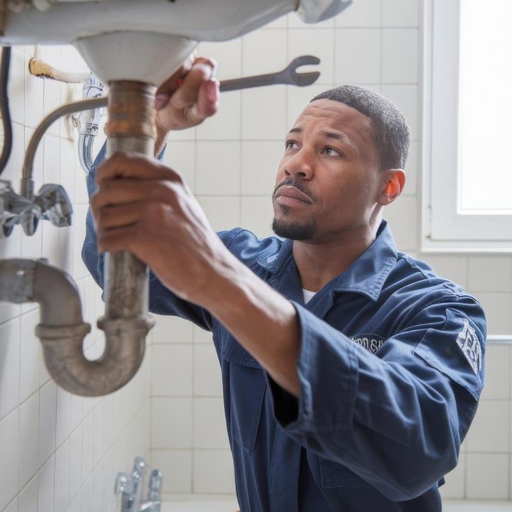 a man repairing broken plumbing pipes